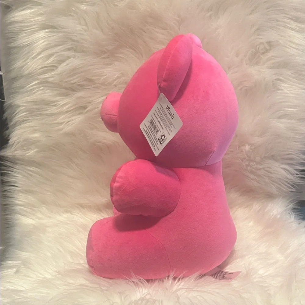 NWT Plush Pink Teddy Bear Stuffed Animal With Heart Nose - Picture 7 of 9